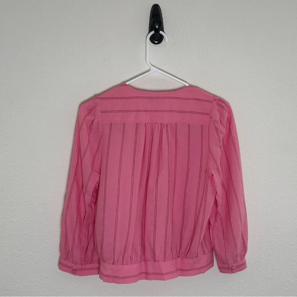 Madewell Pink‎ Cecilia Stripe Cotton Wrap Top Romantic Preppy Small